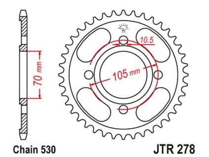 JT SPROCKETS Zadná rozeta JTR278 Honda CB 250 '73-77', CJ 250 '76-79', CB 360/400 '75-79'