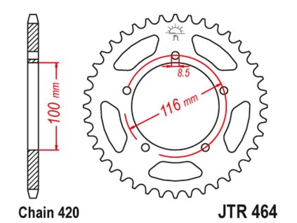JT SPROCKETS Zadná rozeta JTR464 Kawasaki KX 60 '83-03', KX 80 '83-85'
