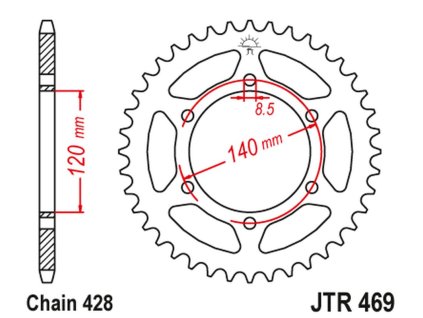 JT SPROCKETS Zadná rozeta JTR469 Kawasaki Ke 175 '79-83', Kv 175 '81-89'