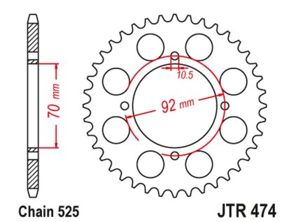 JT SPROCKETS Zadná rozeta JTR474 48 zubov S1 250 '73-75'