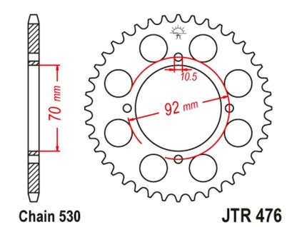 JT SPROCKETS Zadná rozeta JTR476 Kawasaki GPZ 250 '83-85', Z 250/400/440/500/550 '78-85'