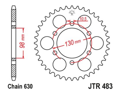 JT SPROCKETS Zadná rozeta JTR483 Kawasaki Z 900 '73-76'