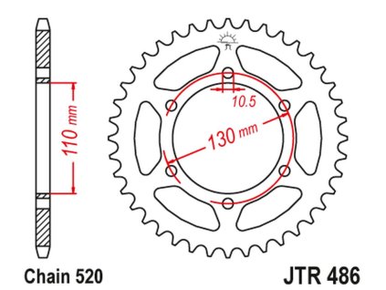 JT SPROCKETS Zadná rozeta JTR486 čierna Kawasaki EX300 Ninja '13-'17, Kawasaki EX250R Ninja '08-'12, Kawasaki EX250 Ninja '08-'12