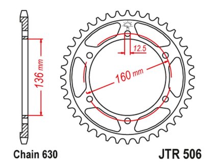JT SPROCKETS Zadná rozeta JTR506 40 zubov M 40 Kawasaki GPZ 1000 RX '86-89'