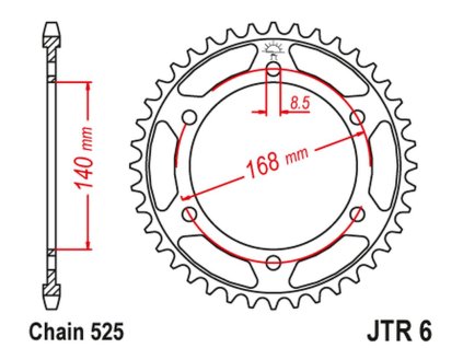 JT SPROCKETS Zadná rozeta JTR6 čierna 42 zubov BMW F800R