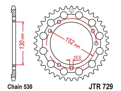 JT SPROCKETS Zadná rozeta JTR729 46 zubov Cagiva Elefant 750/900 '90-98', Grand Canyon 900 '99'