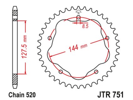 JT SPROCKETS Zadná rozeta JTR751 M 38 Ducati 950 Hypermotard '19-20, Monster '05-07, Biposto '95-03, M 42 Ducati 950 Hypermotard '19-20, M 43 Ducati 950 Hypermotard '19-20