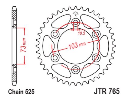 JT SPROCKETS Zadná rozeta JTR765 43 zubov Ducati Multistrada 950 '17-20