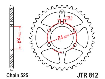 JT SPROCKETS Zadná rozeta JTR812 Suzuki Gt 250 '73-77, TS 250 '73-75, Suzuki Gt 250 '75-78