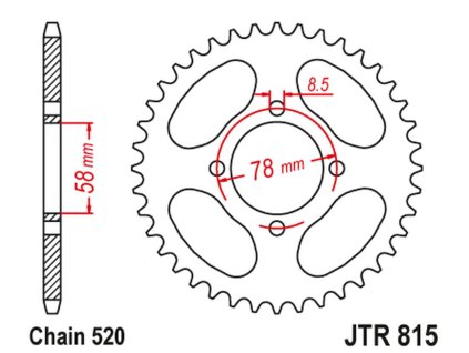 JT SPROCKETS Zadná rozeta JTR815 Suzuki Gt/Sb 200 '79-82, Suzuki Gt 185 '74-79