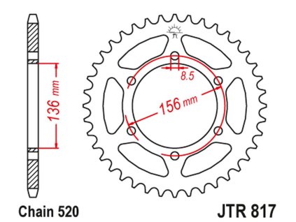 JT SPROCKETS Zadná rozeta JTR817 46 zubov Derbi 659 Mulhacen '07-12, Suzuki RGV/Tv 250 '89-90