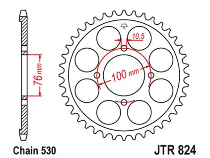 JT SPROCKETS Zadná rozeta JTR824 Suzuki RG 500 Gamma '86-89, Suzuki GSX 600F '85-88