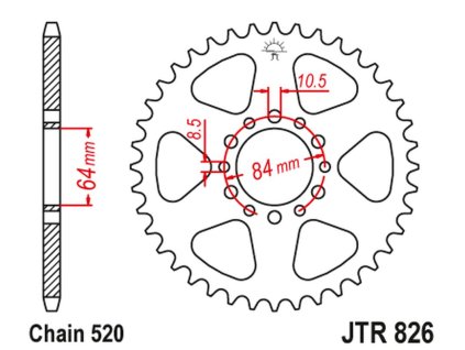 JT SPROCKETS Zadná rozeta JTR826 47 zubov Suzuki GSX 250 '82-84