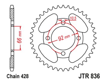 JT SPROCKETS Zadná rozeta JTR836 39 zubov Yamaha RS 200