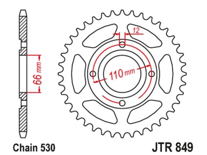 JT SPROCKETS Zadná rozeta JTR849 38 zubov Yamaha RD 250 '77-78, RD 400 '76-78