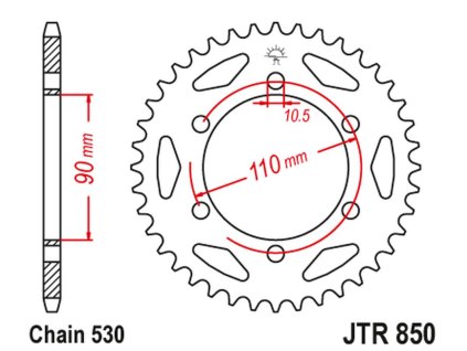 JT SPROCKETS Zadná rozeta JTR850 Yamaha XS 650 '75-81, Yamaha XS 650 '74-83, TX 650 '72-74