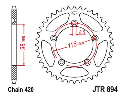 JT SPROCKETS Zadná rozeta JTR894 čierna KTM SX 60/65 '98-'21
