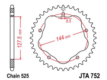 JT Zadná rozeta JTA752 hliníková čierna Ducati 796/848/1100, Ducati 848/916/996/1000/1100 - .42