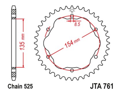 JT SPROCKETS Zadná rozeta JTA761 hliníková 38 zubov Streetfighter 1099 '09-'13, R/S '09-'11, Panigale '12-'15, Panigale '15-'19, Panigale V4S '18-'21, Monster 1200 '14-'20