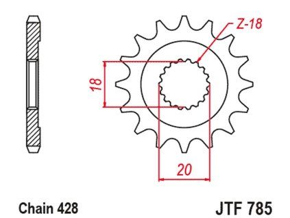 JT SPROCKETS Predná rozeta JTF785 13 zubov Benelli 125 Leoncino '22-'23, Keeway 125 Strike '13-'14, Rkf 125 '11-'23, TX 125 '11-'20