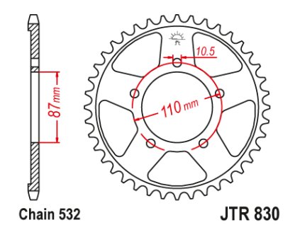 JT SPROCKETS Zadná rozeta JTA890 hliníková oranžová 42 zubov