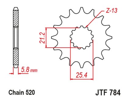 JT SPROCKETS Predná rozeta JTF784 s tlmiacou gumou CL-X 700 '21-'25, BENELLI TRK 702 / X EURO 5 '23-'24, (reťaz 520)