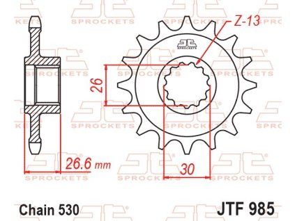 JT SPROCKETS Predná rozeta JTF985 s tlmiacou gumou 19 zubov Harley Davidson RA 1250 Pan America / s / ST (21–25) – 530
