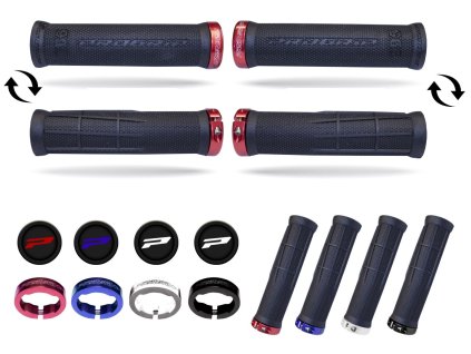 PROGRIP Gripy (rukoväte) PG995 ATV / Jet Ski / MTB Lock-On 22+22 mm 130 mm – čierne s červenou blokádou
