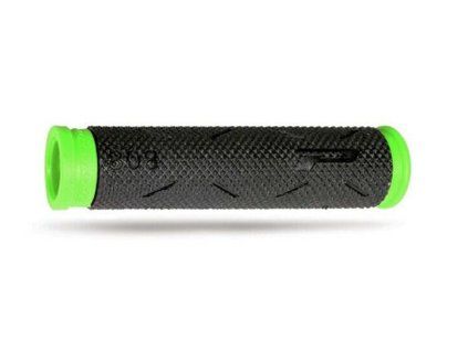 PROGRIP Gripy (rukoväte) PG807 ATV / Jet Ski / MTB 22+22 mm 120 mm – čierne/zelené fluo dvojzložkové
