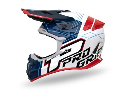 PROGRIP Prilba CROSS PG3080 Adventure modrá/biela/červená