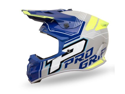 PROGRIP Prilba CROSS PG3080 Adventure modrá/sivá/žltá fluo