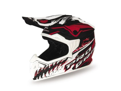 PROGRIP Prilba CROSS detská PG3009 Jurassic Junior/Kid biela/červená/čierna matná