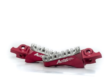 ACCEL Stupačky Honda CRF 250/450R/X (04–17), CRF 150R (07–16), CR 125/250 (02–07) – hliníkové 7075, červené, nastaviteľná šírka
