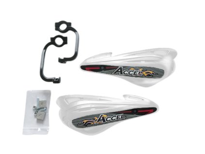ACCEL Chrániče rúk MX s hliníkovým uchytením – čierne/biele (22/28 mm)