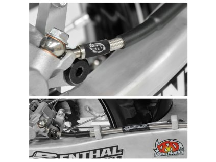 MOTO-MASTER Brzdová hadica v oceľovom opletení zadná KTM SX/SXF/SX-F/EXC/EXC-F (05–), Husqvarna TE/TC/FE/FC (14–16), GasGas EX (21–)