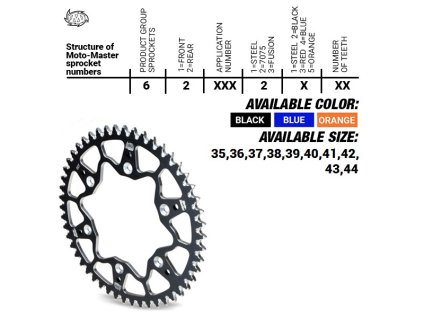 MOTO-MASTER Zadná rozeta 6202922 hliníková t7075 ergal čierna KTM SX 50/SX 50 Mini (02–), SX-E5 E-Bike (19–), Gas Gas MC 50/MC-E E-Bike (21–), Husqvarna TC 50 (17–), TC 50 Mini (18–), EE 5 E-Bike (19–)