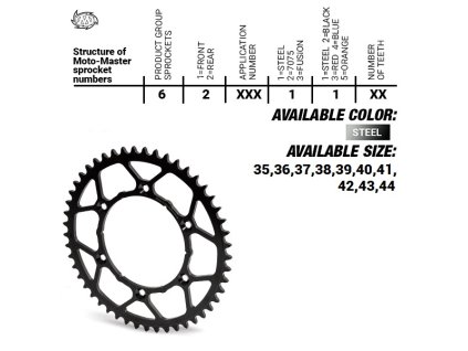 MOTO-MASTER Zadná rozeta 6202811 oceľová ultralight čierna KTM SX 50 '04–13, KTM SX 50/SX 50 Mini '04-'13