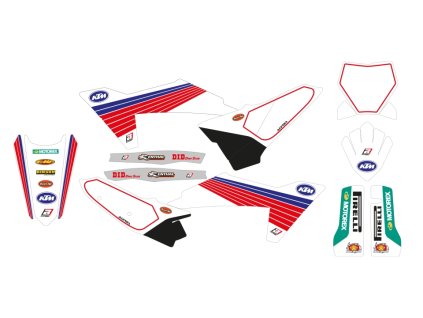 BLACKBIRD Sada polepov KTM SX/SX-F '23-'24, EXC/EXC-F '24-'25 Retro biela/modrá/červená