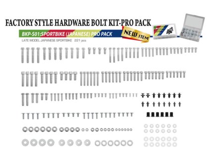ACCEL Sada skrutiek, matíc, podložiek, kolíkov a závlačiek pre japonské cestné Motocykle (221 ks)