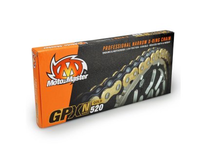 MOTO-MASTER Reťaz GPXN-520G Professional Narrow X-Ring Motocross / Enduro Racing X-Ring Chain zlatá / čierna – 120 článkov