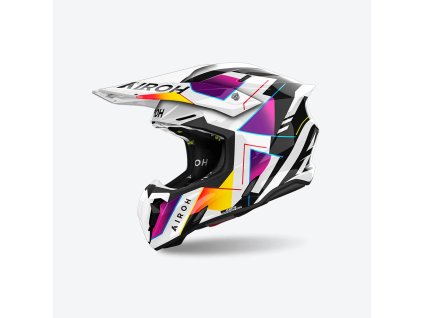 AIROH Prilba CROSS / Enduro / ATV / QUAD Twist 3 Rainbow biela/čierna/žltá/fialová