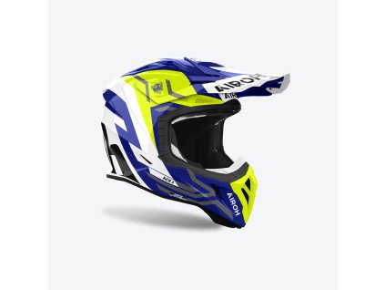 AIROH Prilba CROSS / Enduro / ATV / QUAD Aviator Ace 2 Ground Yellow Gloss modrá/žltá fluo/biela