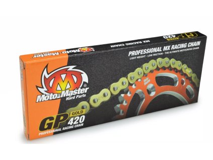 MOTO-MASTER Reťaz GP-420 MX Professional Motocross Racing Chain zlatá 134 článkov