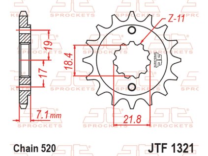 JT SPROCKETS Predná rozeta JTF1321 s tlmiacou gumou 14 zubov Honda CRF 250 '13-'21, CRF 300 '21-'25, CBR 250 R '11-'13, CBF 250 R '18-'19, CB 300 F/R '15-'25, CBR 300 R '14-'22, CMX 300 Rebel '17-'25; reťaz 520