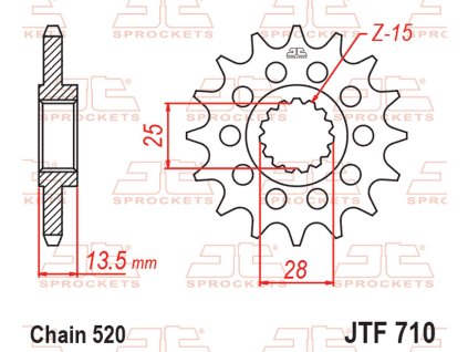 JT Predná rozeta JTF710 16 zubov APRILIA TUAREG 660 '21-'24, CAGIVA SXT / ELEPHANT 125 '83-'88 (234416JT) (reťaz 520)