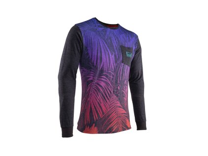 LEATT Tričko s dlhým rukávom Premium Long Shirt Jungle – grafitové/modré/oranžové, veľkosť L (CASUAL)
