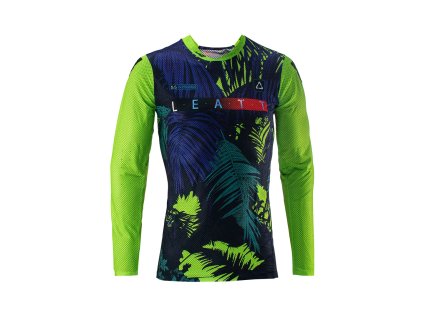 LEATT Tričko Moto 5.5 Ultraweld Jungle – čierne/tmavomodré/zelené fluo veľkosť S