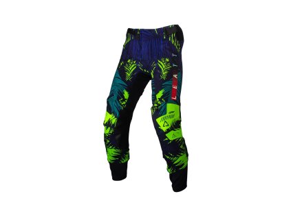 LEATT Nohavice Moto 5.5 I.K.S Jungle – čierne/tmavomodré/zelené fluo veľkosť S
