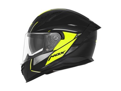 NOX Integrálna prilba so slnečnou clonou N401 XENO – čierna/žltá fluo matná veľkosť XL