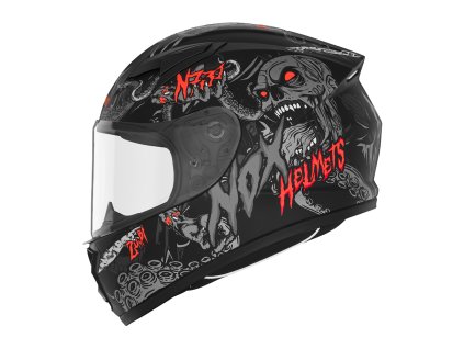 NOX Integrálna prilba N731 Zumbi Kid / Junior (detská) – čierna/červená matná veľkosť M